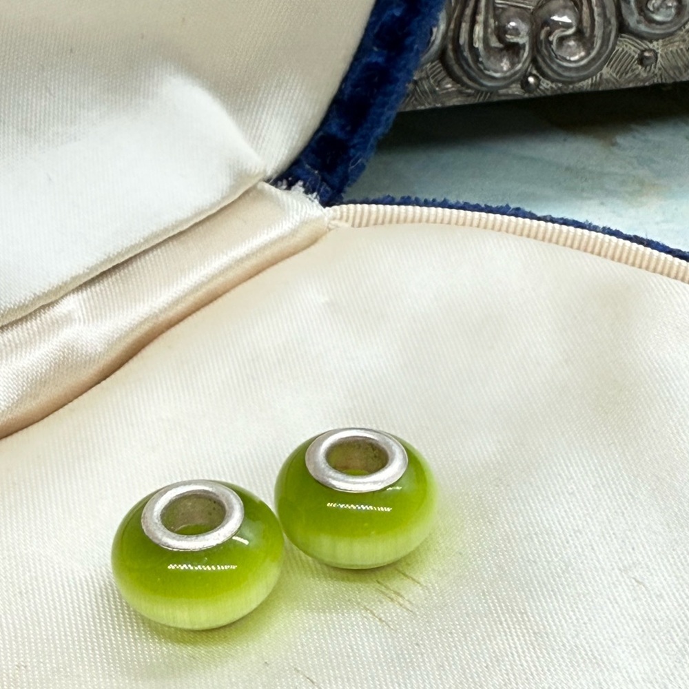 Vintage green glass charm beads